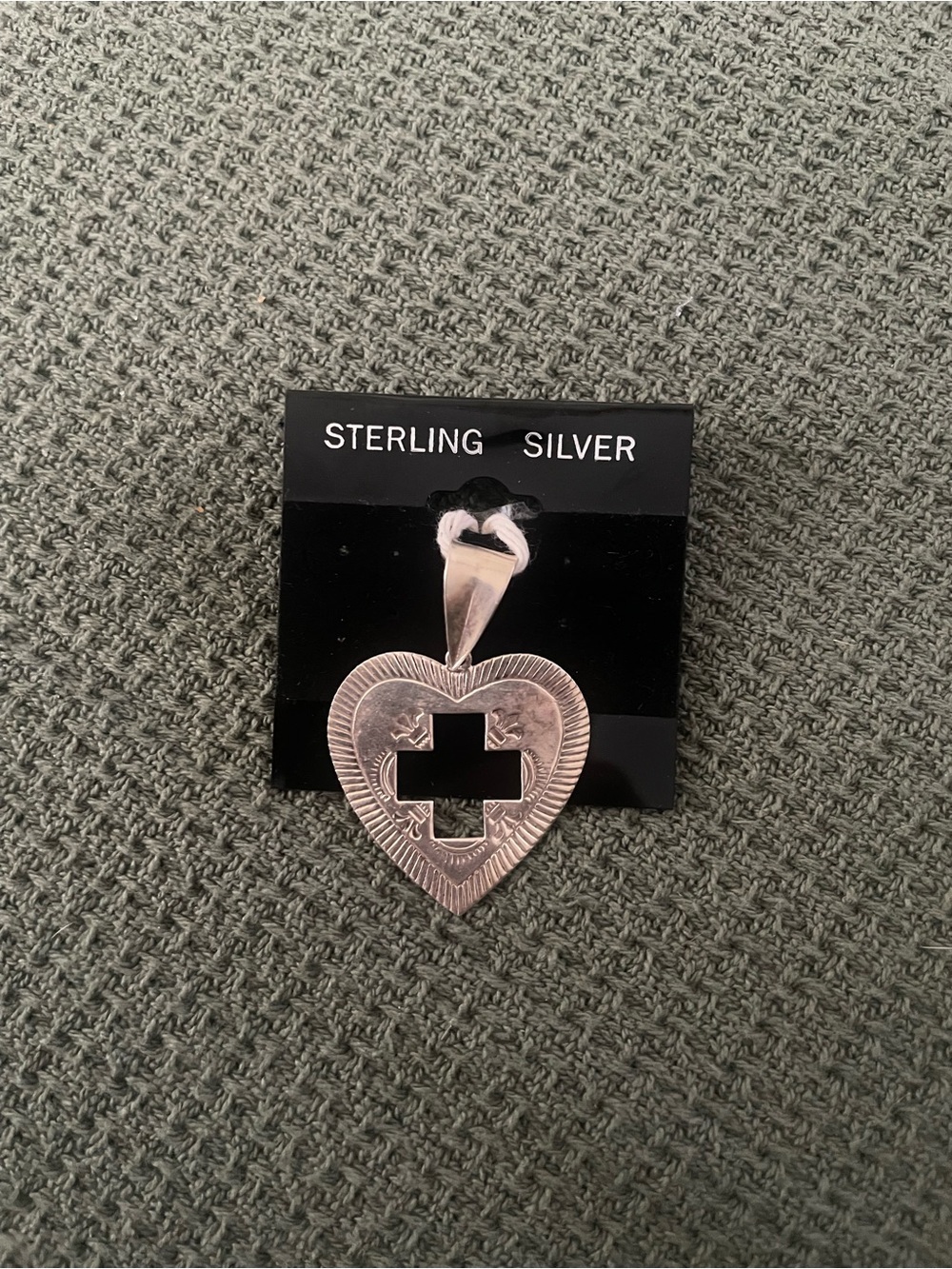 Sterling Silver Heart Pendant with Cutout Cross - Silver